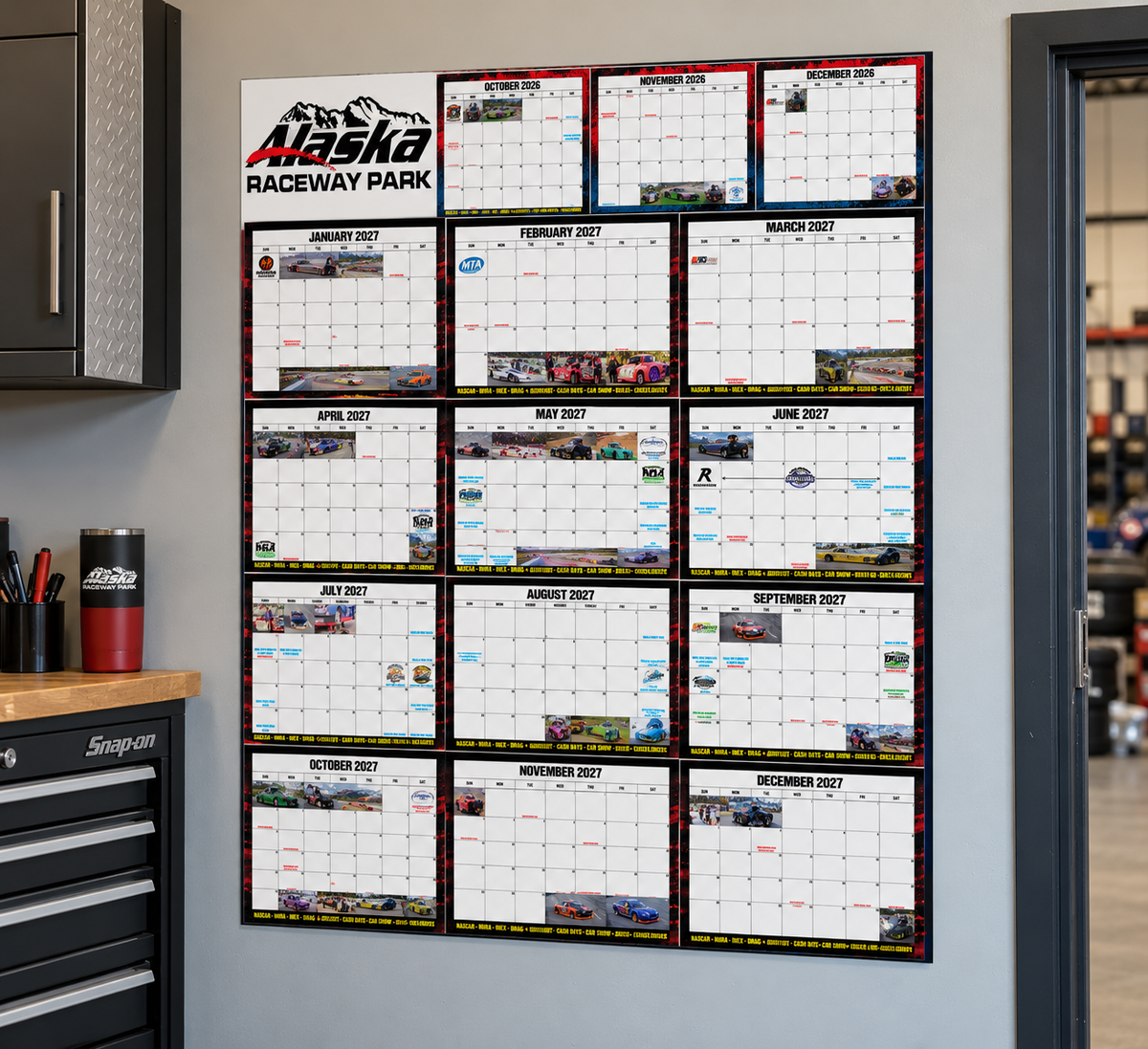 2027 Alaska Raceway Park 15-Month Dry Erase Wall Calendar