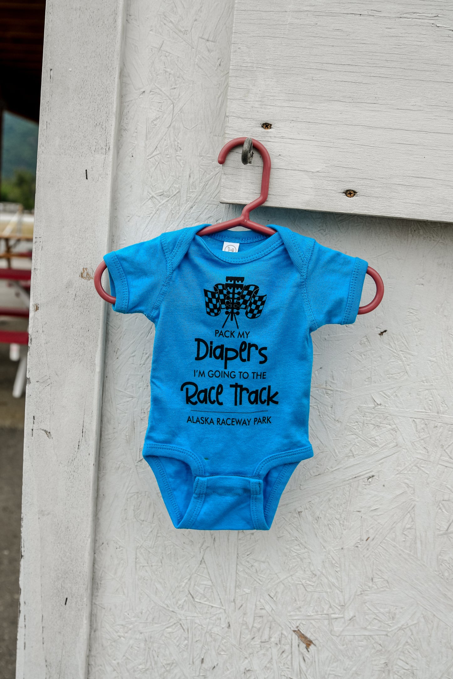 Pack My Diapers Blue Onsie