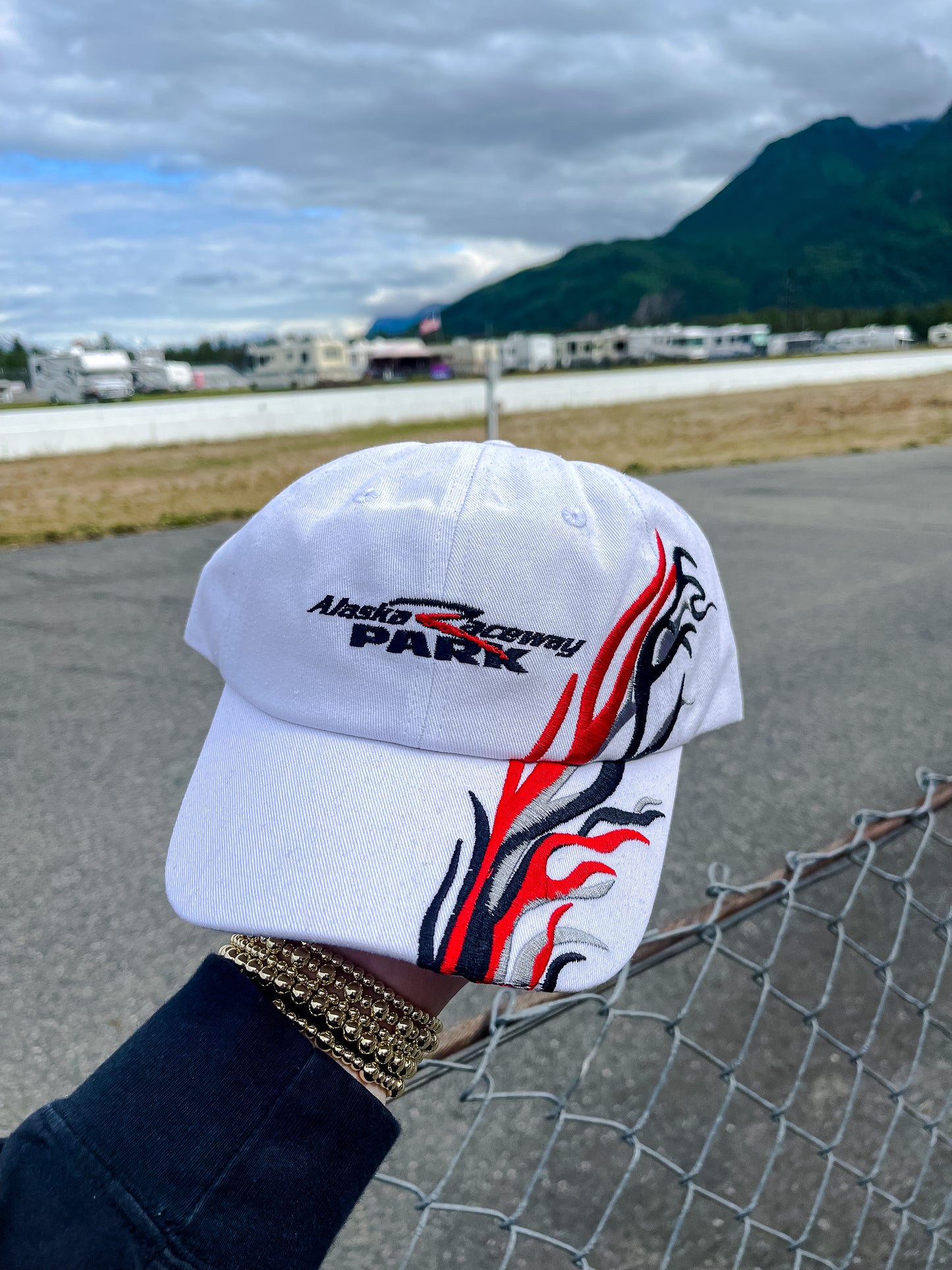 Red Black and White Flame Hat