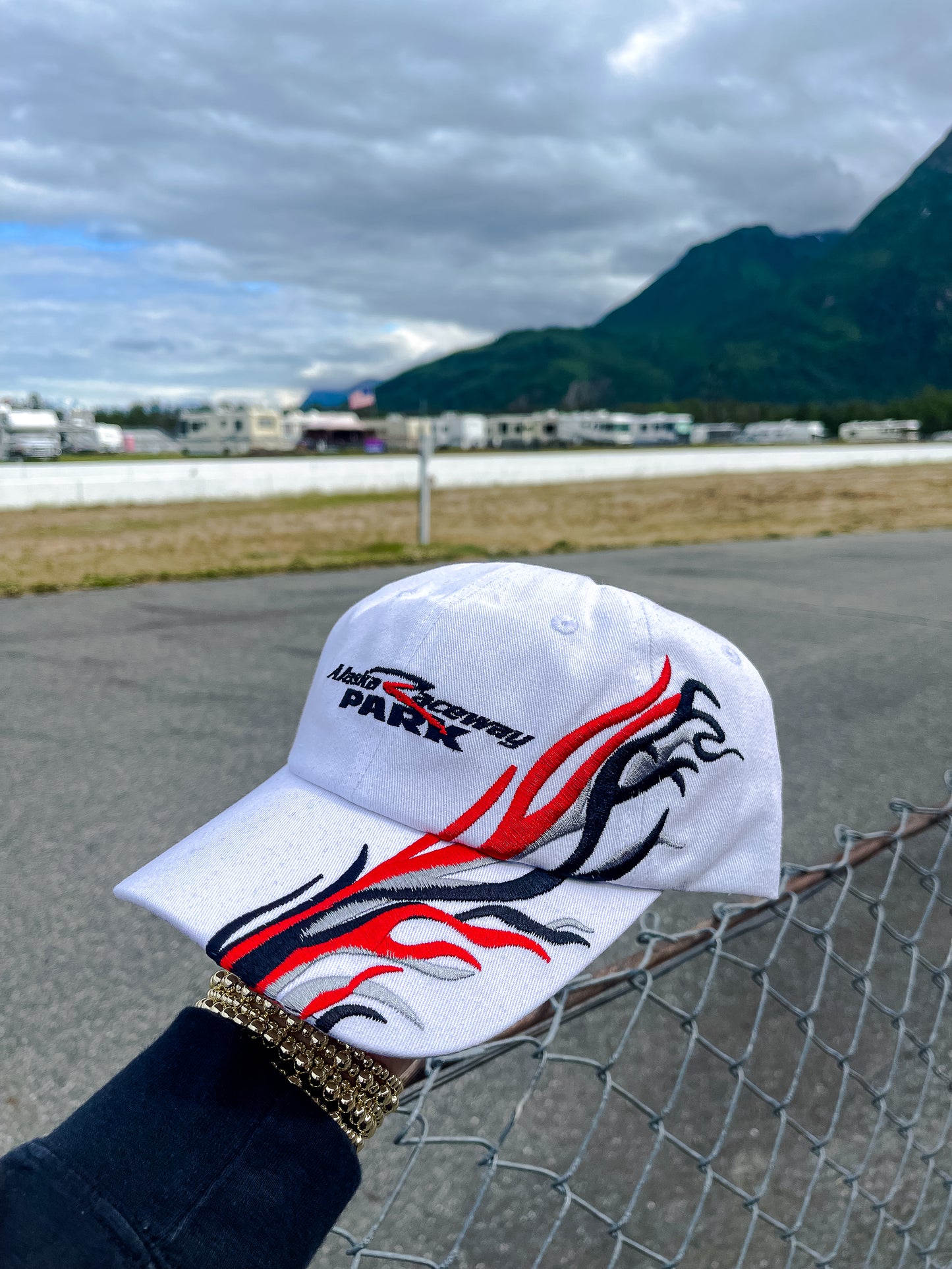 Red Black and White Flame Hat