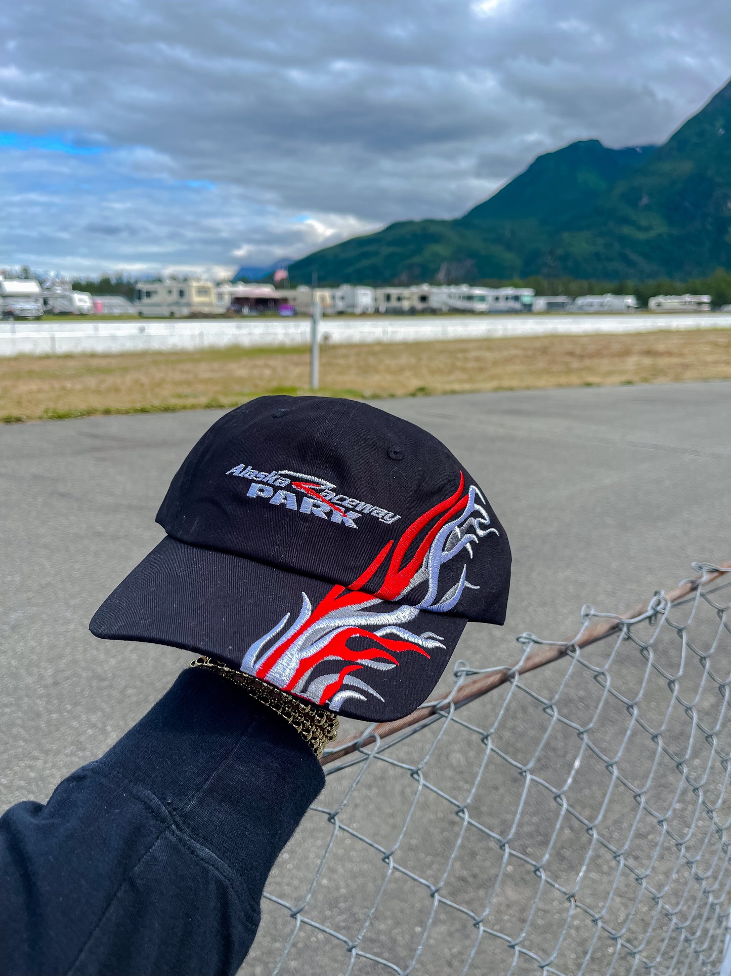 Red White and Black Flame Hat