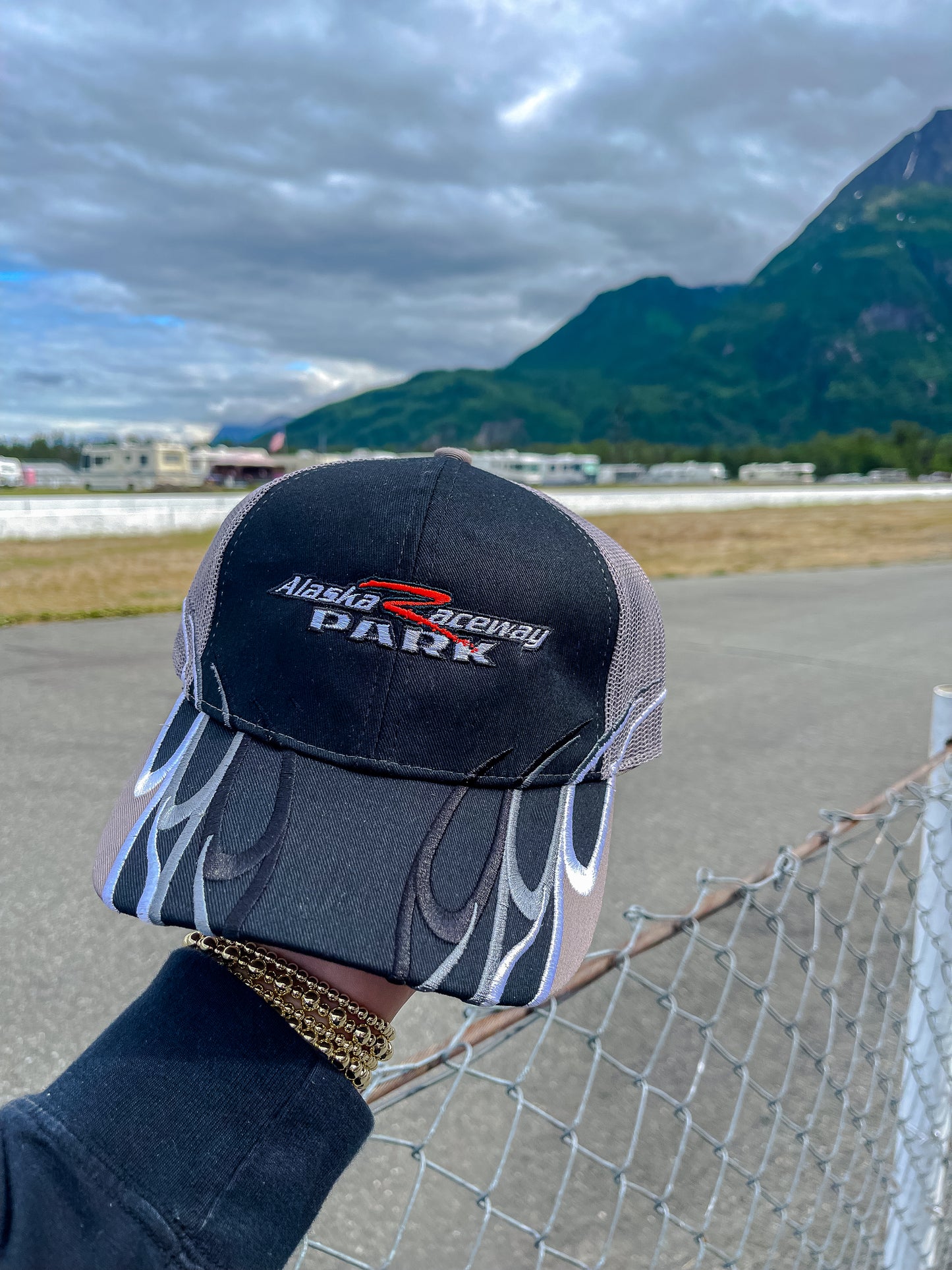 Gray Flame Mesh Hat