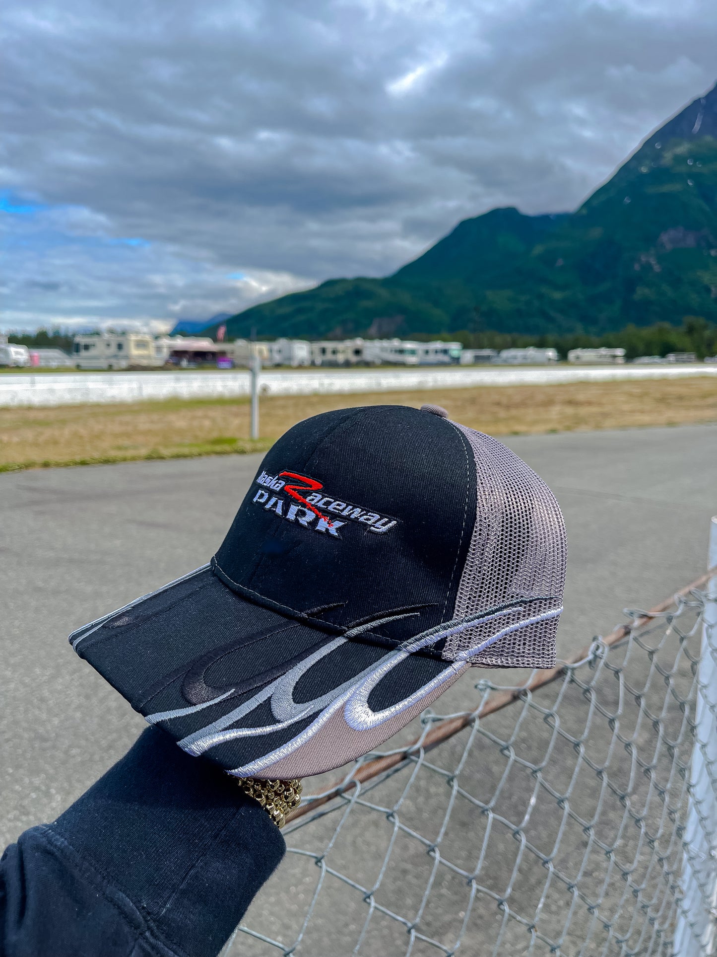 Gray Flame Mesh Hat